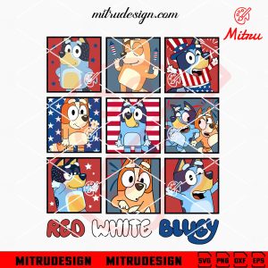 Red White Bluey SVG, Bluey Family 4th Of July SVG, PNG, DXF, EPS, Files