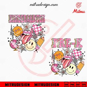 Retro Pre K And Kindergarten SVG, Preschool SVG, School Kid SVG, PNG, DXF, EPS, Download