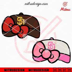Texas Rangers Cap Hello Kitty Bow SVG, PNG, DXF, EPS, Files San Diego Padres Cap Hello Kitty Bow SVG, PNG, DXF, EPS, Cut Files