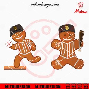 San Diego Padres Gingerbread SVG, Padres Baseball Christmas SVG, PNG, Vector