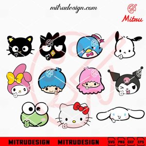 Sanrio Characters Heads Bundle SVG, Hello Kitty Friends SVG, Kuromi SVG, My Melody SVG
