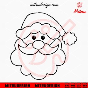 Cute Santa Face SVG, Santa Claus Christmas SVG, PNG, DXF, EPS, Digital Download