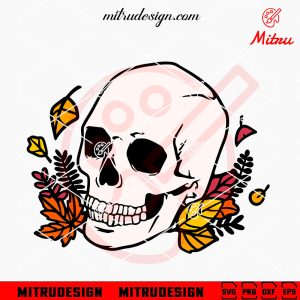 Autumn Leaves Skull SVG, Spooky Skull SVG, Autumn Halloween SVG, PNG, DXF, EPS