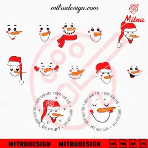 Snowman Faces Bundle SVG, Christmas SVG, PNG, Shirt Files