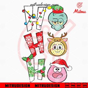 Spongebob Squarepants Face Ho Ho Ho PNG, Squidward Christmas SVG, Cut Files