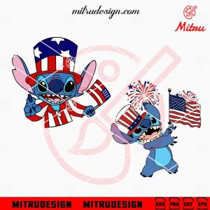 Stitch American Flag SVG, Stitch 4th Of July SVG, PNG, DXF, EPS, Cutting Files