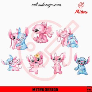 Angel And Stitch Bundle PNG, Cute Lilo Stitch Couple PNG, Clipart Instant Download