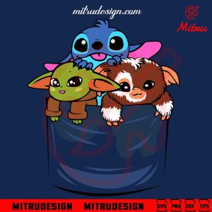 Stitch Gizmo Baby Yoda In Pocket SVG, Cute Cartoon SVG, PNG, DXF, EPS, For Shirt