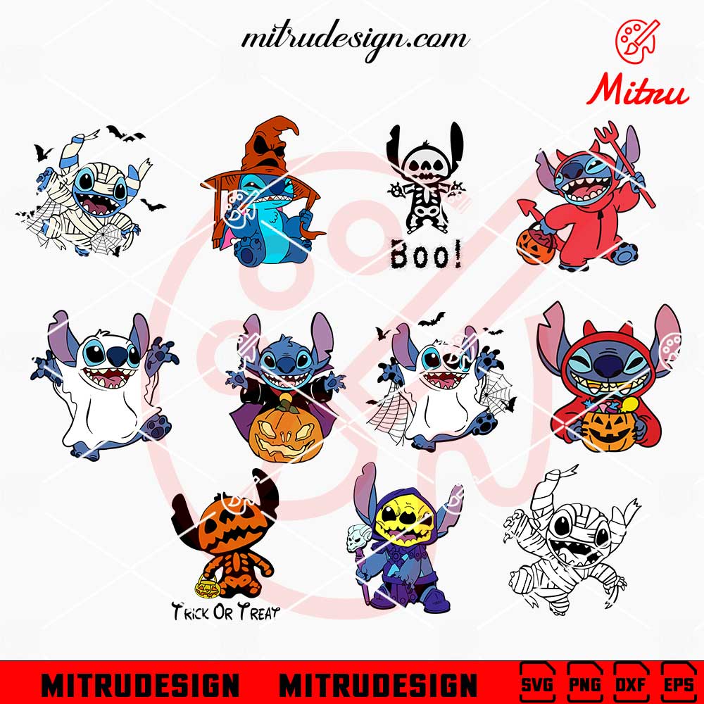 Stitch Halloween Bundle SVG, Boo SVG, Trick Or Treat SVG, Ghost SVG ...