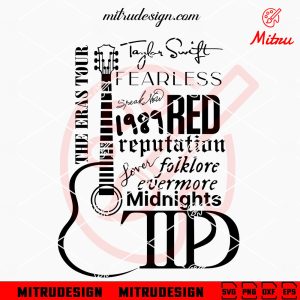 The Eras Tour Guitar SVG, Taylor Swift SVG, TTPD Red Folklore SVG, PNG, DXF, EPS, Vector