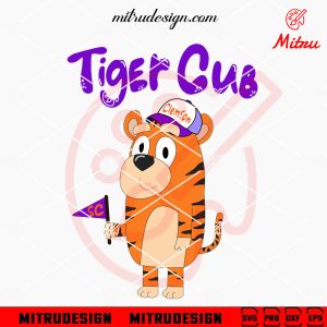 Bluey Tiger Cub Mascot SVG, Bluey Clemson Tigers Football SVG, PNG, DXF, EPS, Files