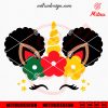 Afro Unicorn Face SVG, Puff Hair SVG, Cute Black Girl SVG, PNG, DXF, EPS, Files