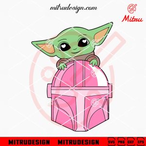 Baby Yoda And Boba Fett Pink Helmet SVG, Funny Star Wars SVG, PNG, DXF, EPS