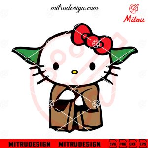 Hello Kitty Baby Yoda SVG, Funny Yoda SVG, Kitty Star Wars SVG, PNG, DXF, EPS, Files