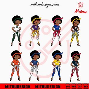 Betty Boop NFL Football Teams Bundle SVG, NFL Cartoon Girls SVG, PNG, DXF, EPS, Cricut
