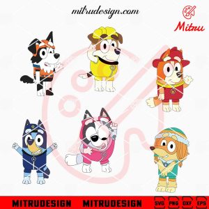 Bluey Paw Patrol Characters Bundle SVG, Bluey, Bingo, Rubble, Skye SVG, Cut Files