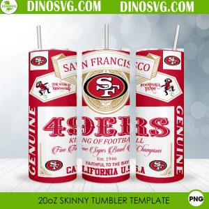 San Francisco 49ers King Of Football Budweiser 20oz Skinny Tumbler Wrap Template PNG