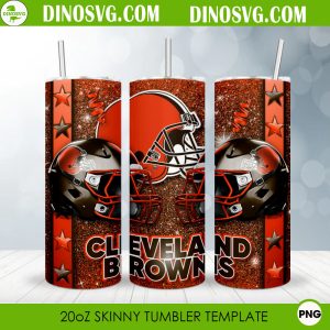Cleveland Browns Glitter Helmet 20oz Skinny Tumbler Wrap Template PNG Digital Download