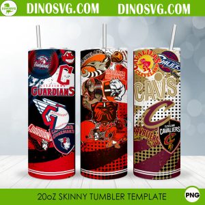 Cleveland Sports Teams 20oz Skinny Tumbler Wrap Template PNG, Browns Tumbler Sublimation Designs