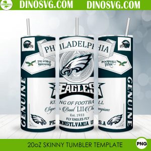 Philadelphia Eagles King Of Football Budweiser 20oz Skinny Tumbler Wrap Template PNG
