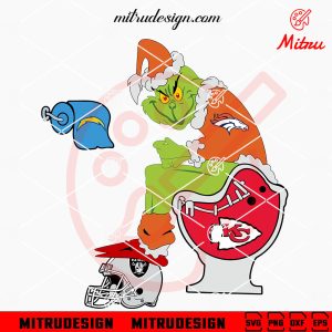 Grinch Denver Broncos Sitting On Toilet SVG, Funny Grinch Broncos Football SVG, Cricut