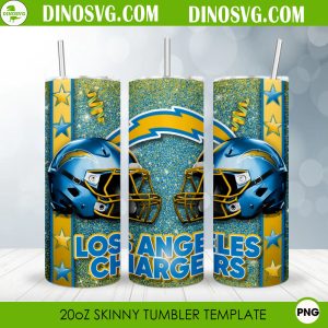 Los Angeles Chargers Glitter Helmet 20oz Skinny Tumbler Wrap Template PNG Digital Download