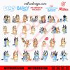 Bluey Family SVG, Bandit SVG, Heeler Cartoon SVG, Bluey Bingo Bandit And Chilli SVG, PNG, DXF, EPS