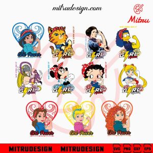 Girl Power We Can Do It Bundle SVG, Cartoon Characters Rosie Riveter SVG, Woman Strong SVG, PNG, Cricut