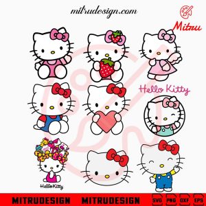 Hello Kitty SVG, Sanrio Cat SVG, Kwaii SVG, PNG, DXF, EPS, Cutting Files
