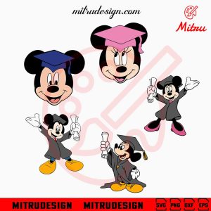 Mickey Mouse Graduation Bundle SVG, Disney Graduate SVG, Funny Graduation SVG, PNG, DXF, EPS, Cricut