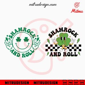 Shamrock And Roll SVG, Rocker St Patrick's Day SVG, Retro Clover Rock Hand SVG, PNG, Cricut