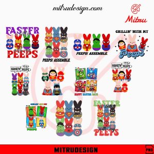 Superheroes Peeps Bundle PNG, Peeps Assemble PNG, Spiderman, Hulk Happy Easter Day PNG
