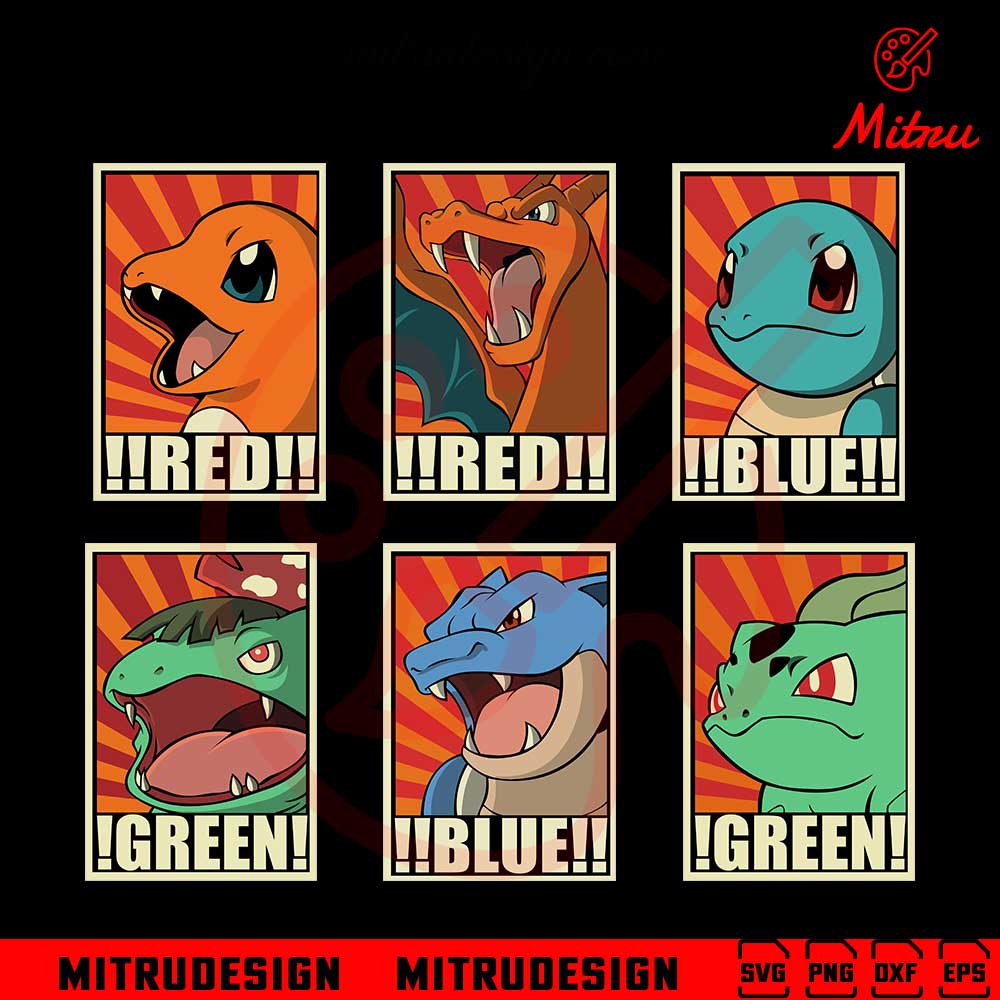Pokemon Red Blue Green Bundle SVG, Charmander SVG, Bulbasaur SVG, Squirtle SVG Pokemon Red Blue Green Bundle SVG, Charmander SVG, Bulbasaur SVG, Squirtle SVG