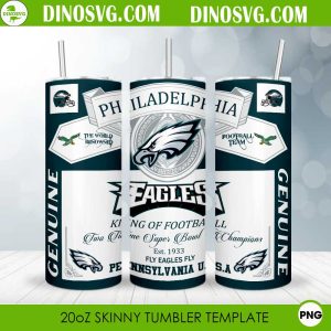 Eagles King Of Football 2 Times Super Bowl Champions 20oz Skinny Tumbler Wrap PNG