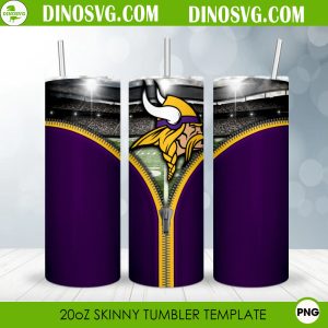 Minnesota Vikings Zipper 20oz Skinny Tumbler Wrap PNG