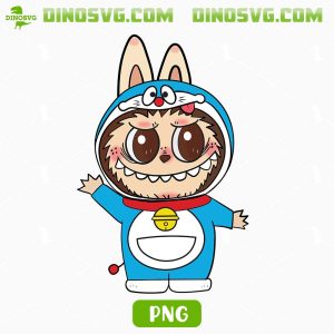 Labubu Doraemon PNG, Anime Labubu PNG Digital Download