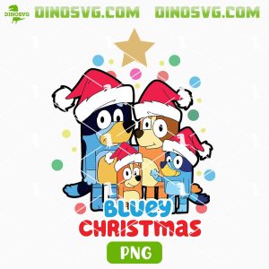 Bluey Family Christmas PNG, Funny Blue Dog Xmas PNG Digital Download