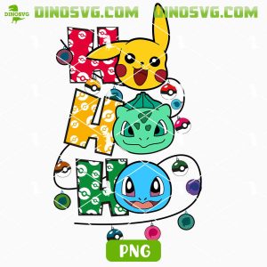Ho Ho Ho Pokemon Christmas PNG, Pikachu Bulbasaur Squirtle Holiday PNG, Cute Pokemon Xmas PNG