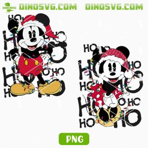 Mickey Minnie Santa Ho Ho Ho PNG, Mouse Cartoon Christmas PNG, Disney Holiday PNG Digital Download