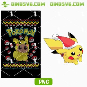 Pikachu Christmas Santa PNG Bundle, Funny Pokemon Ugly Christmas Sweater PNG