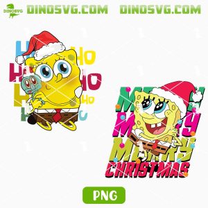 SpongeBob Christmas PNG, SpongeBob SquarePants Ho Ho Ho PNG, Funny Holiday Cartoon PNG Clipart
