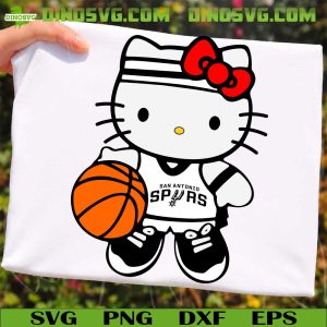 Hello Kitty San Antonio Spurs SVG, Cute Spurs Basketball SVG, Spurs Team 2026 SVG PNG