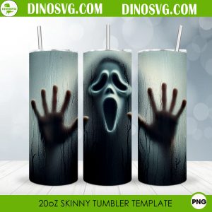 Ghostface Halloween 20oz Skinny Tumbler Wrap PNG, Retro Scream Movie Tumbler Digital Download