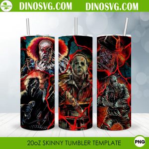 Horror Characters Halloween 20oz Skinny Tumbler Wrap PNG Images