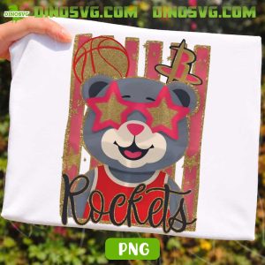 Rockets Bear Mascot PNG, Houston Rockets Clutch PNG, Basketball Bear With Sunglasses PNG Files