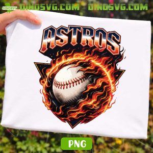 Astros Flaming Baseball PNG, Houston Baseball Fire PNG Digital Files