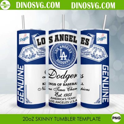 Los Angeles Dodgers King Of Baseball Skinny Tumbler Wrap PNG Sublimation Design